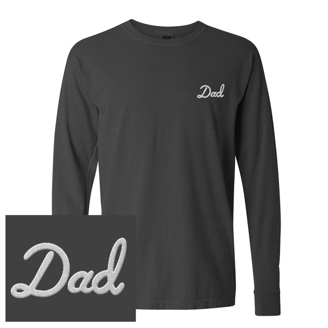 Dad Embroidered Long Sleeve Tee-T-Shirts-Bussin With The Boys-Dark Grey-S-Barstool Sports