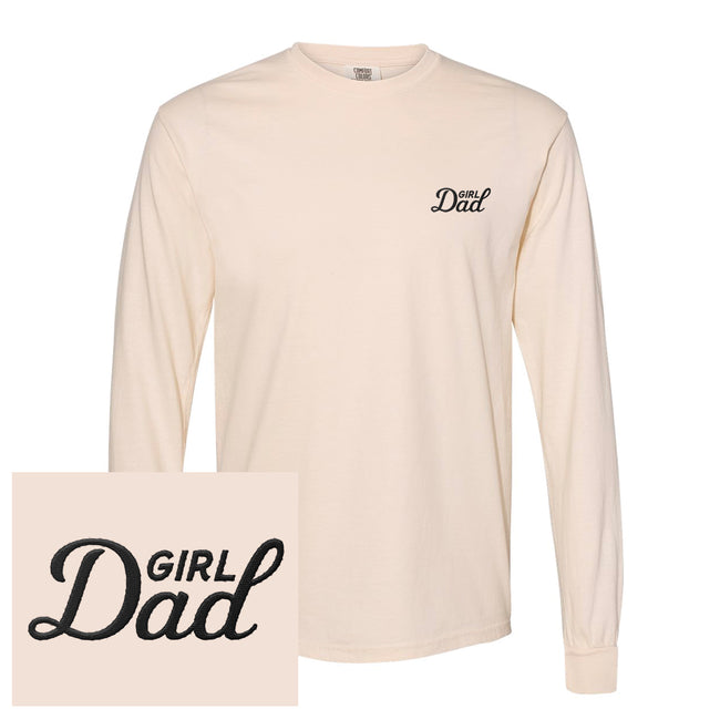 Girl Dad Embroidered Long Sleeve Tee-T-Shirts-Bussin With The Boys-Ivory-S-Barstool Sports