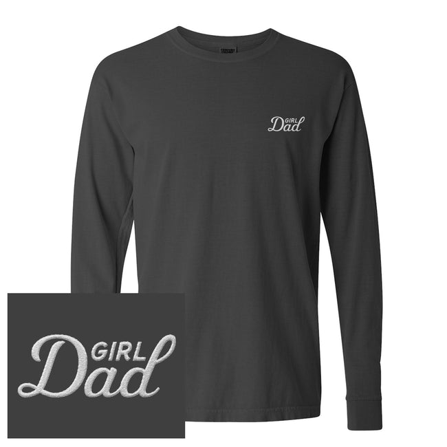 Girl Dad Embroidered Long Sleeve Tee-T-Shirts-Bussin With The Boys-Dark Grey-S-Barstool Sports