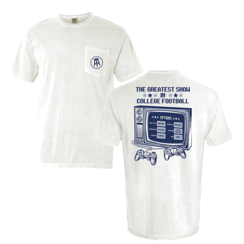 The Greatest Show In College Football Pocket Tee-T-Shirts-Barstool U-White-S-Barstool Sports