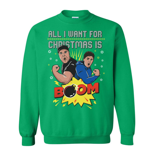 All I Want For Christmas is BOOM Ugly Sweater-Ugly Sweaters-Barstool Sports-Green-S-Barstool Sports