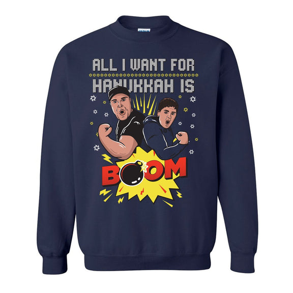 All I Want For Hanukkah is BOOM Ugly Sweater-Ugly Sweaters-Barstool Sports-Barstool Sports