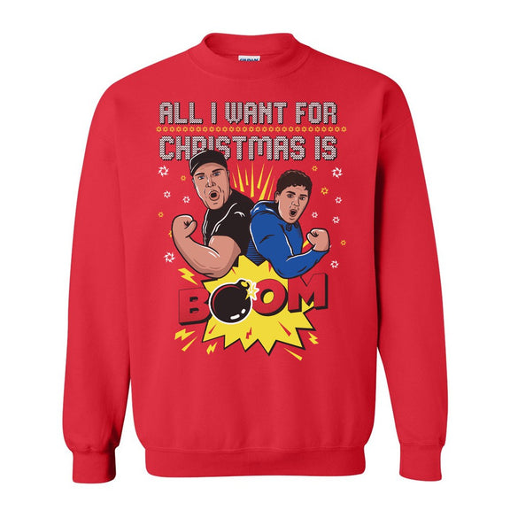 All I Want For Christmas is BOOM Ugly Sweater-Ugly Sweaters-Barstool Sports-Red-S-Barstool Sports