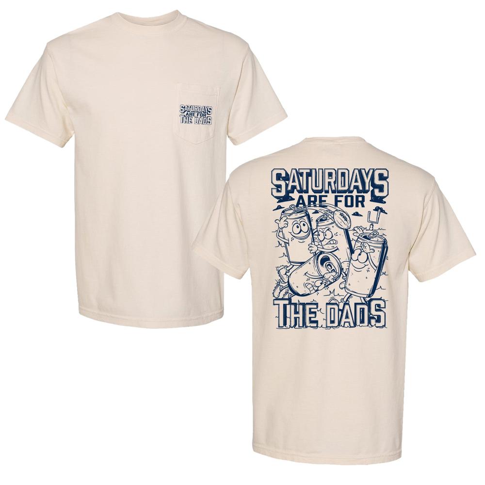 Saturdays Are For The Dads Football Pocket Tee-T-Shirts-SAFTB-Ivory-S-Barstool Sports