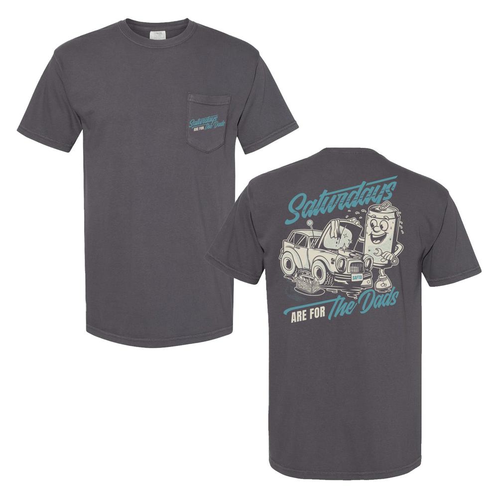 Saturdays Are For The Dads Car Guy Pocket Tee-T-Shirts-SAFTB-Grey-S-Barstool Sports