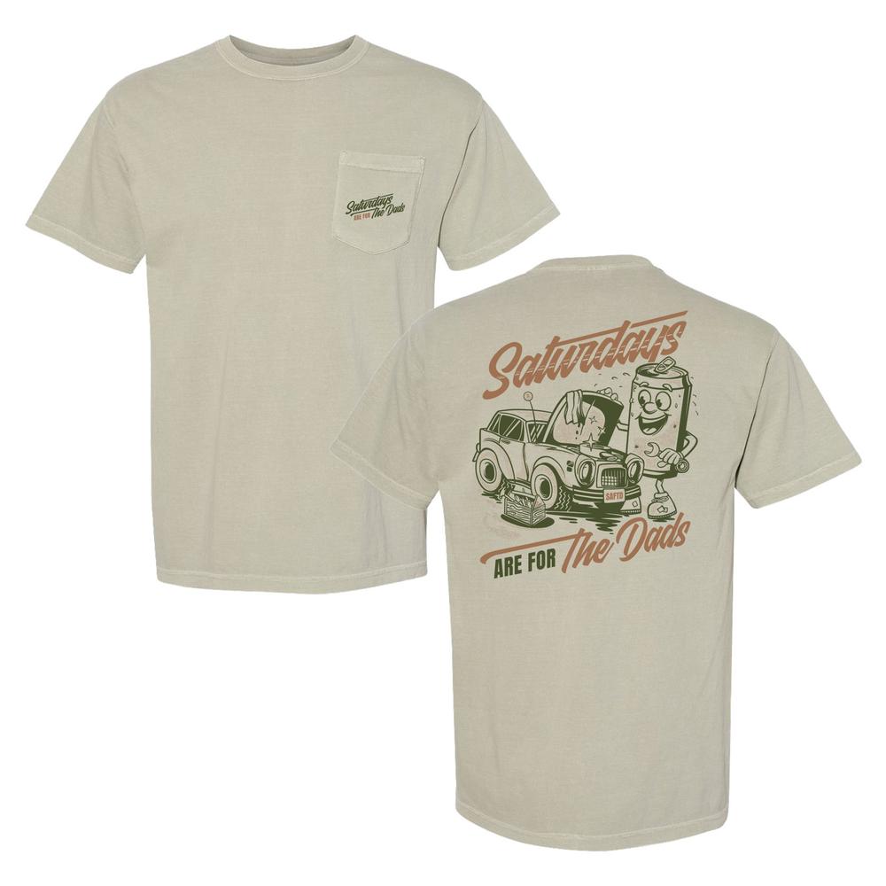 Saturdays Are For The Dads Car Guy Pocket Tee-T-Shirts-SAFTB-Tan-S-Barstool Sports