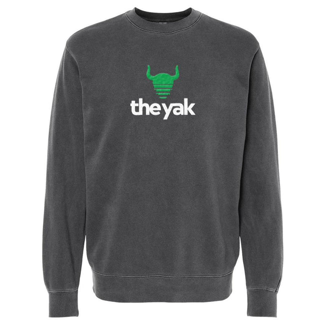 The YAK Puff Print Pigment Dyed Crewneck-Crewnecks-The Yak-Charcoal-S-Barstool Sports