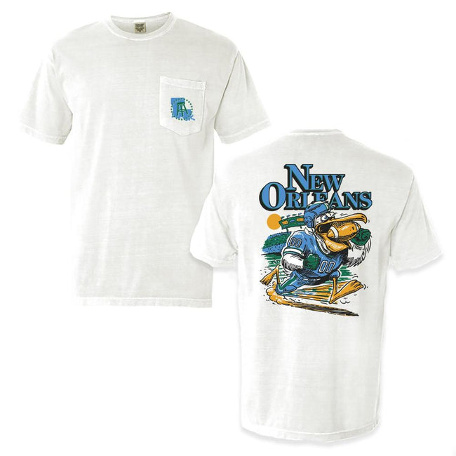 New Orleans Football Pocket Tee-T-Shirts-Barstool U-Barstool Sports
