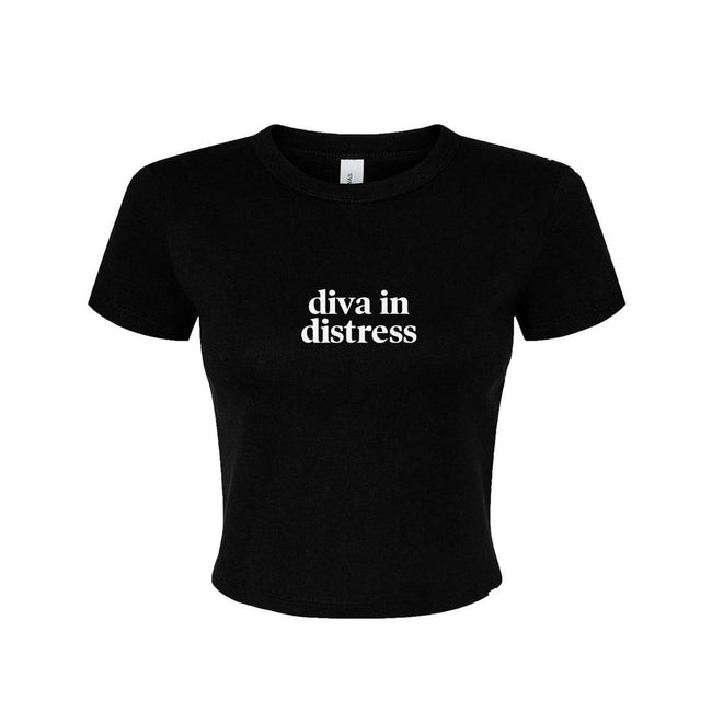 Diva in Distress Baby Tee-T-Shirts-Brianna-Black-XS-Barstool Sports