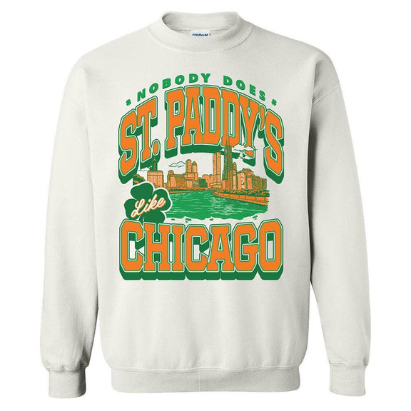 Saint Paddy's Chicago Crewneck-Crewnecks-Barstool Sports-White-S-Barstool Sports
