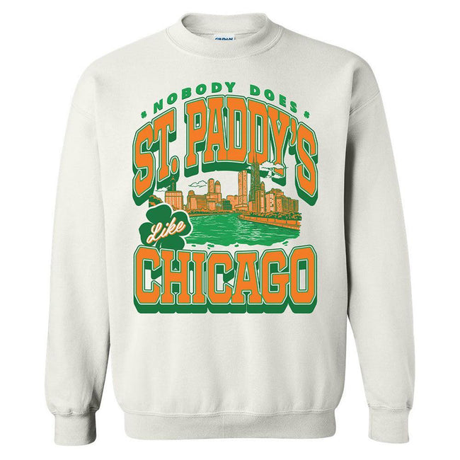 Saint Paddy's Chicago Crewneck-Crewnecks-Barstool Sports-White-S-Barstool Sports