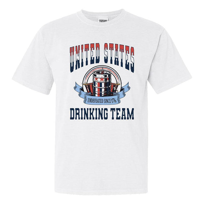 USA Drinking Team Tee-T-Shirts-Barstool Sports-White-S-Barstool Sports