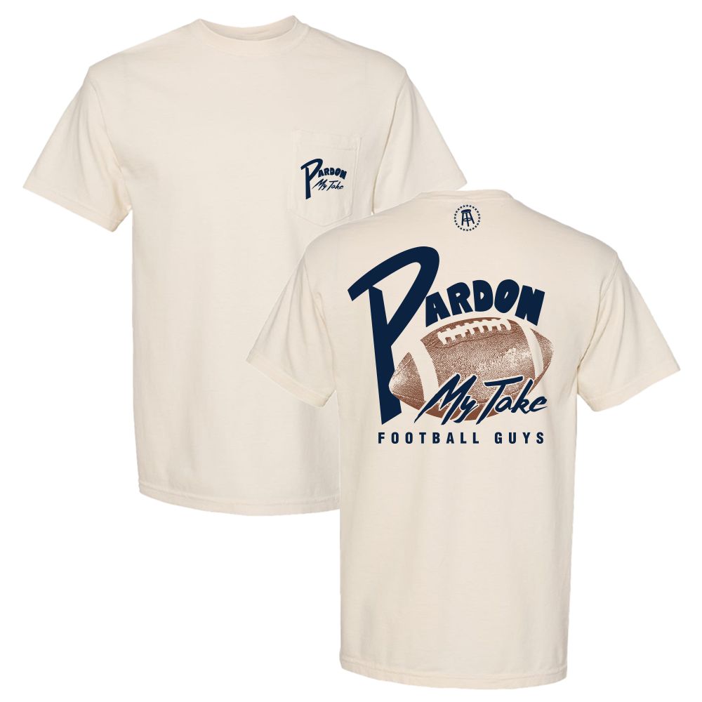 Pardon My Take Football Pocket Tee-T-Shirts-Pardon My Take-Ivory-S-Barstool Sports