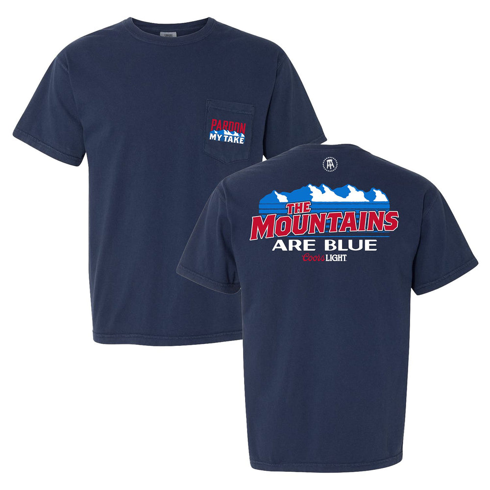 Coors x PMT The Mountains Are Blue Pocket Tee-T-Shirts-Pardon My Take-Barstool Sports