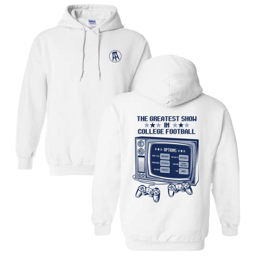 The Greatest Show In College Football Hoodie-Hoodies & Sweatshirts-Barstool U-White-S-Barstool Sports