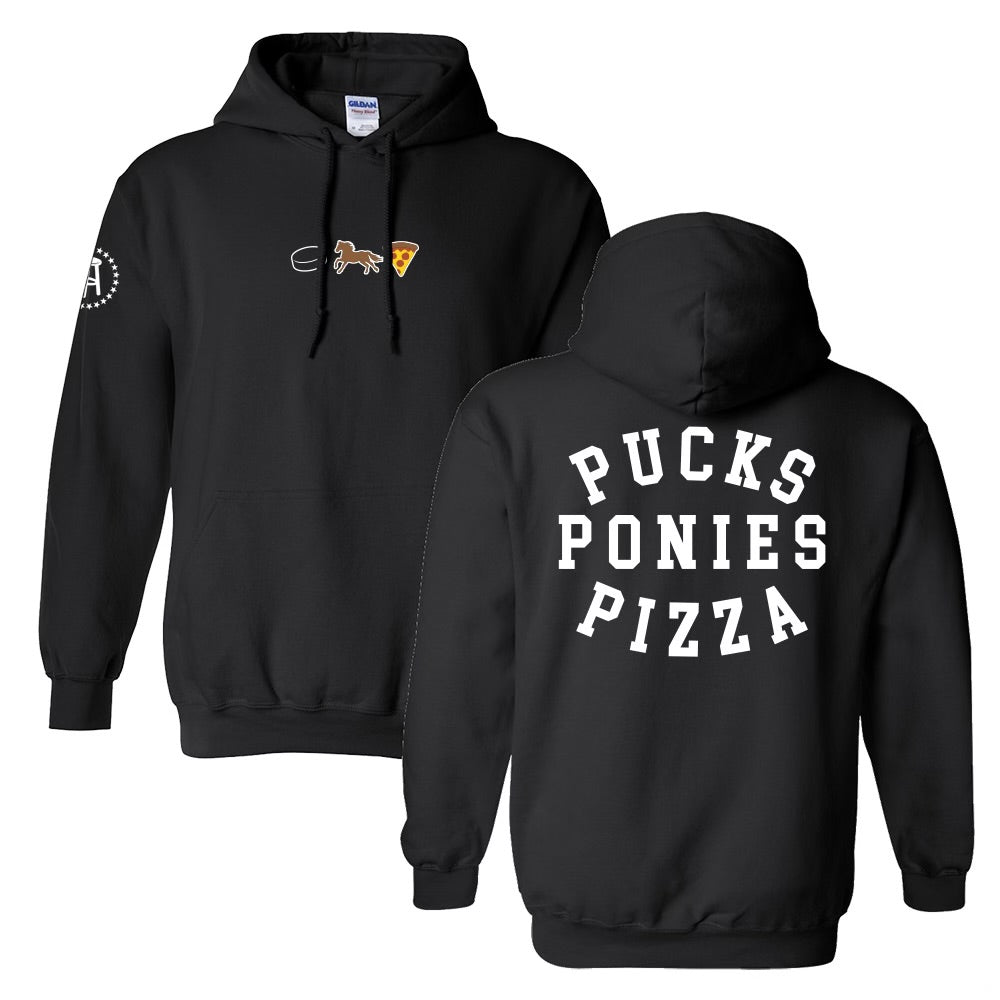 Pucks Ponies Pizza Hoodie