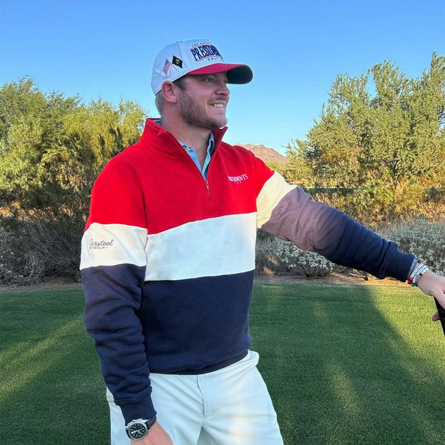 Barstool Golf x Presidents Cup Collegiate Fleece Half-Zip-Pullovers-Fore Play-Barstool Sports