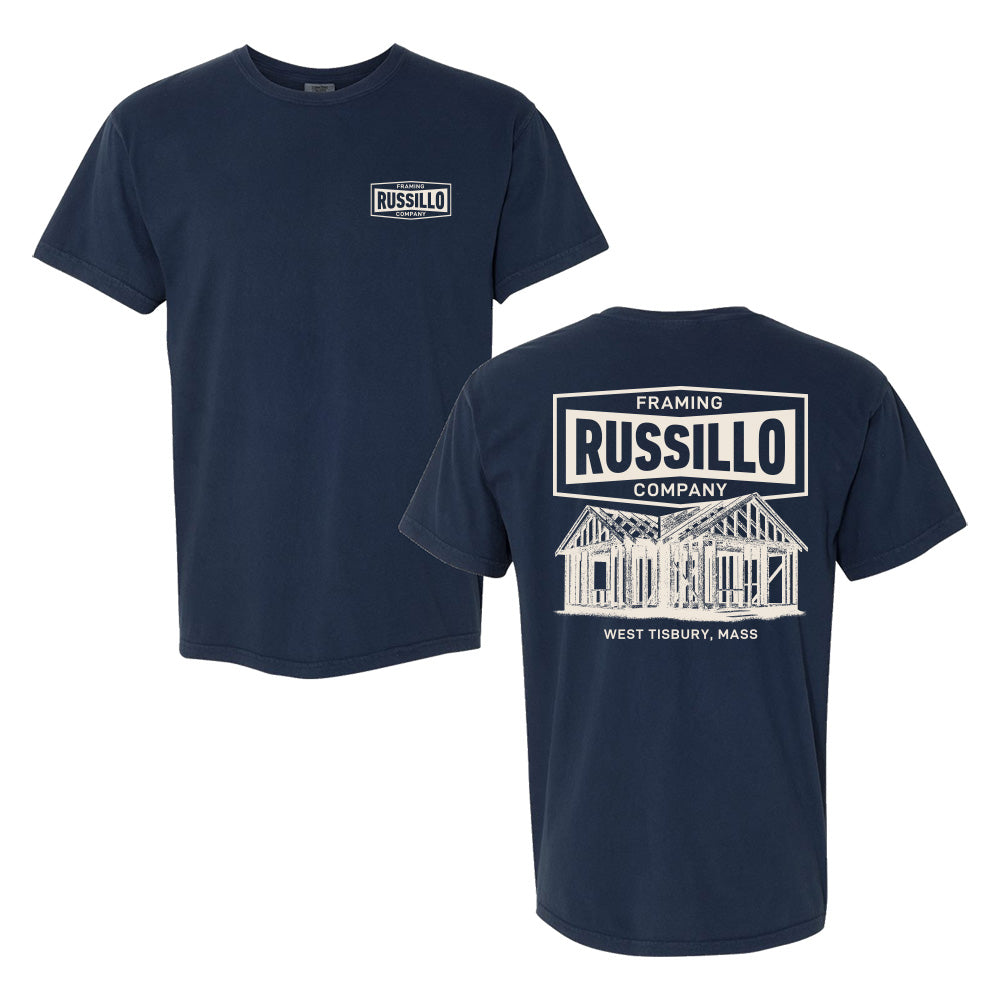 Russillo Framing Company Tee-T-Shirts-The Ryen Russillo Show-Navy-S-Barstool Sports
