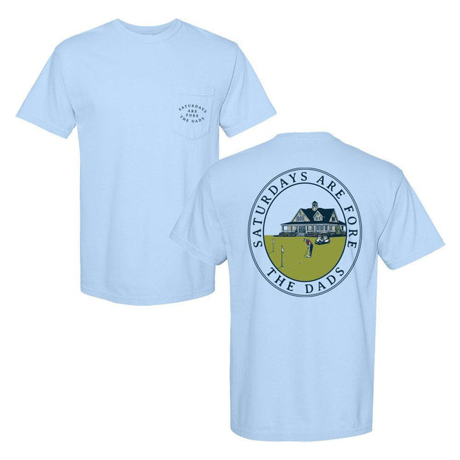Saturdays Are Fore The Dads Clubhouse Pocket Tee-T-Shirts-SAFTB-Light Blue-S-Barstool Sports