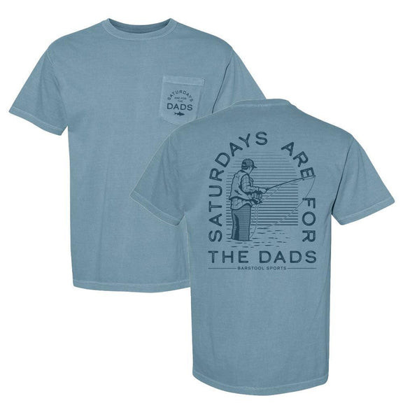 Saturdays Are For The Dads Fish Retro Pocket Tee-T-Shirts-SAFTB-Blue-S-Barstool Sports