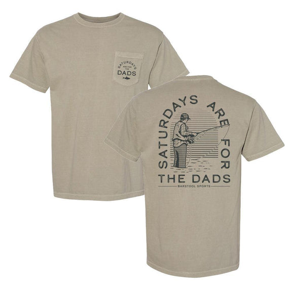 Saturdays Are For The Dads Fish Retro Pocket Tee-T-Shirts-SAFTB-Khaki-S-Barstool Sports