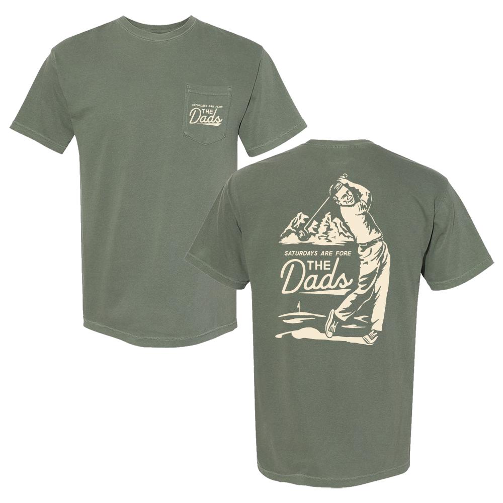 Saturdays Are Fore the Dads Swing Pocket Tee-T-Shirts-SAFTB-Green-S-Barstool Sports