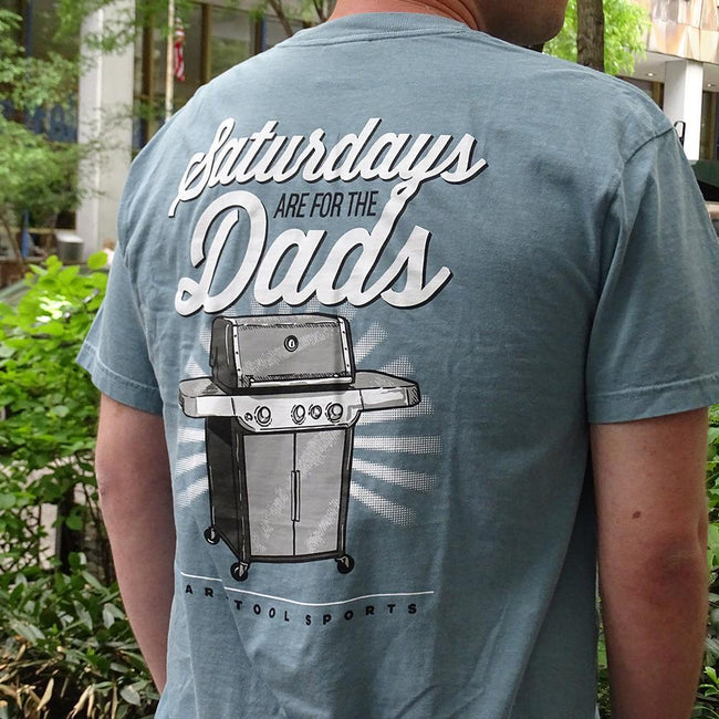 Saturdays Are For The Dads Grill Graphic Pocket Tee-T-Shirts-SAFTB-Barstool Sports