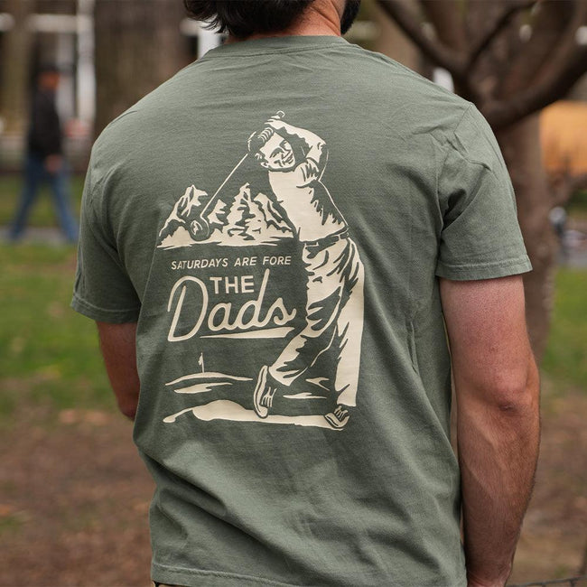 Saturdays Are Fore the Dads Swing Pocket Tee-T-Shirts-SAFTB-Barstool Sports