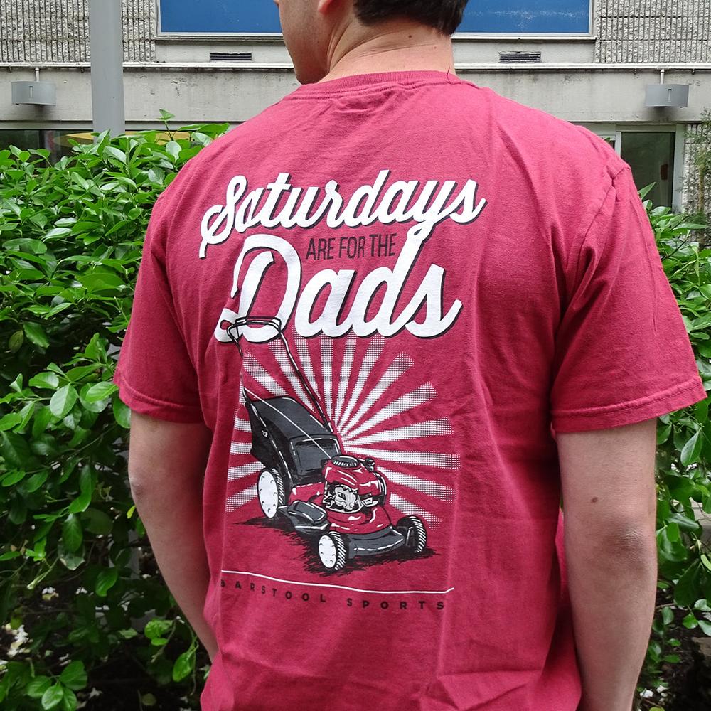 Saturdays Are For The Dads Push Mower Pocket Tee-T-Shirts-SAFTB-Barstool Sports