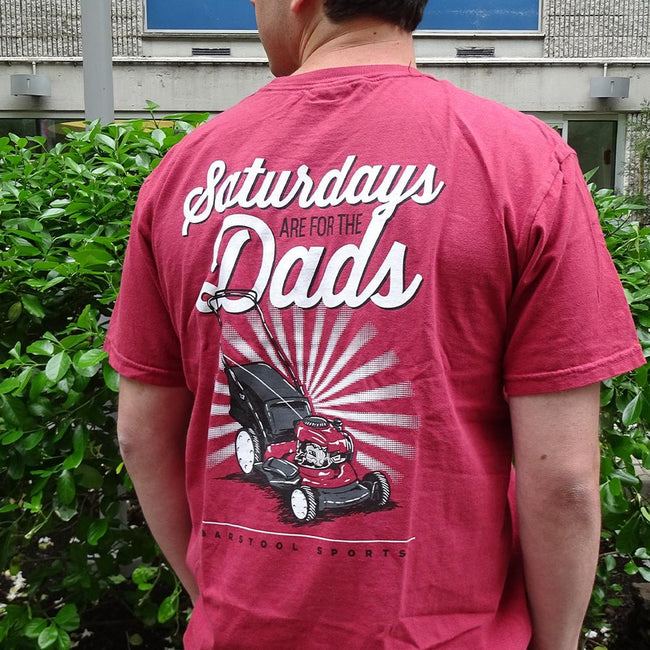 Saturdays Are For The Dads Push Mower Pocket Tee-T-Shirts-SAFTB-Barstool Sports