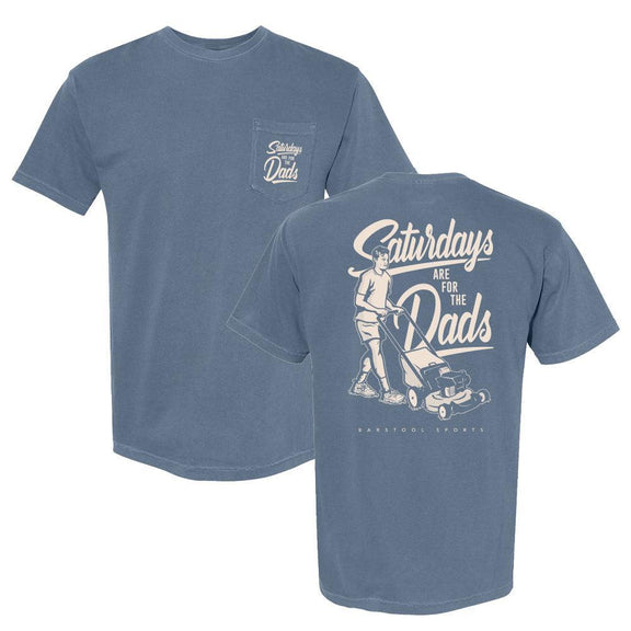 Saturdays Are For The Dads Mow Retro Pocket Tee-T-Shirts-SAFTB-Blue-S-Barstool Sports