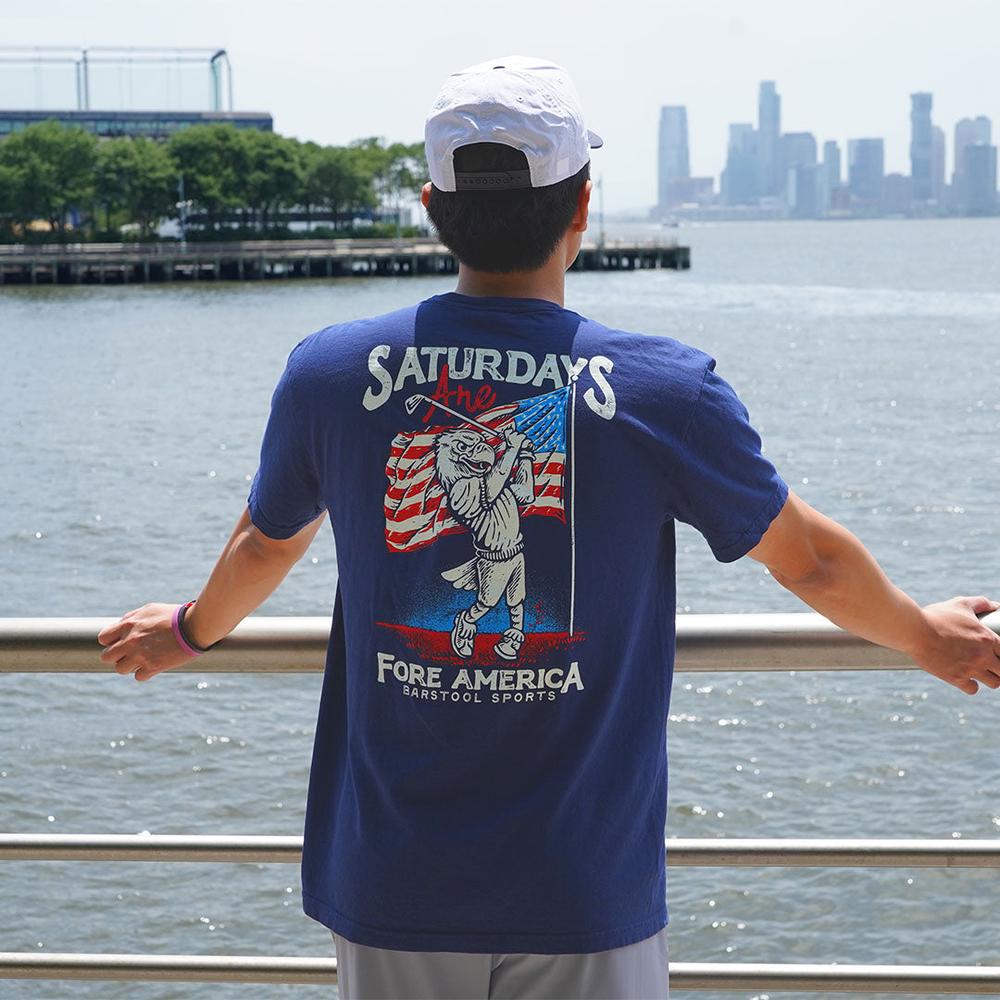 Saturdays Are Fore America Pocket Tee-T-Shirts-SAFTB-Barstool Sports
