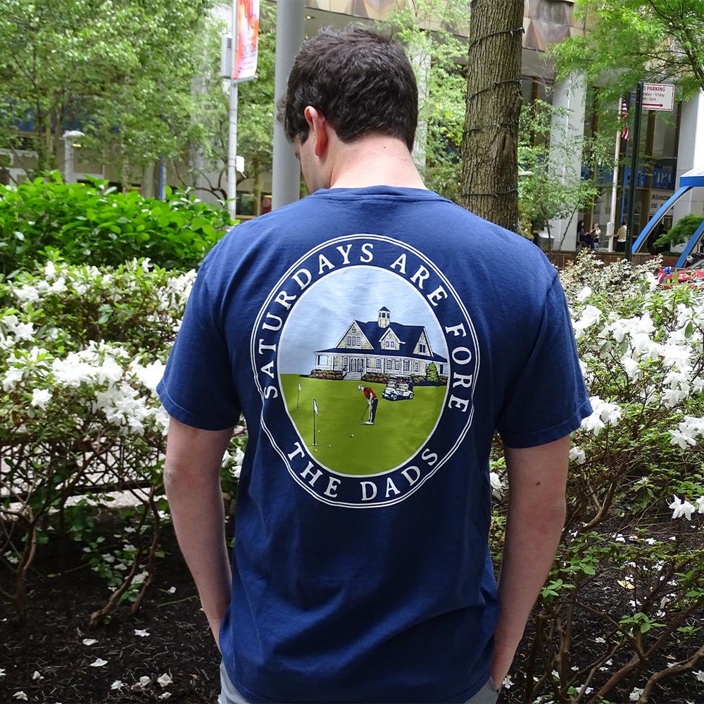 Saturdays Are Fore The Dads Clubhouse Pocket Tee-T-Shirts-SAFTB-Barstool Sports