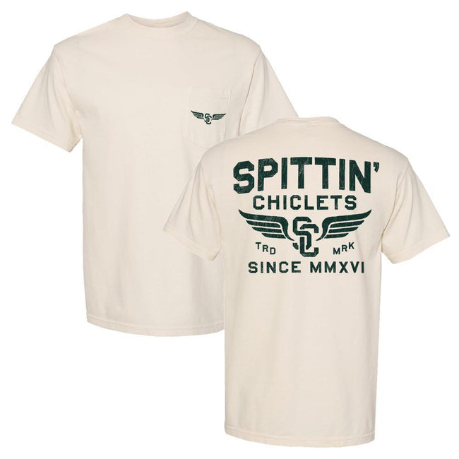 Spittin Chiclets Wings Pocket Tee-T-Shirts-Spittin Chiclets-Ivory-S-Barstool Sports