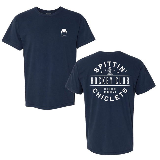 Spittin Chiclets Hockey Helmet Tee-T-Shirts-Spittin Chiclets-Navy-S-Barstool Sports