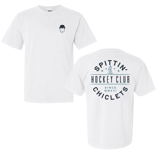 Spittin Chiclets Hockey Helmet Tee-T-Shirts-Spittin Chiclets-White-S-Barstool Sports