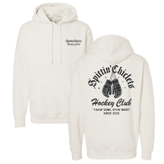 Spittin Chiclets Hockey Club Gloves Hoodie-Hoodies & Sweatshirts-Spittin Chiclets-Bone-S-Barstool Sports