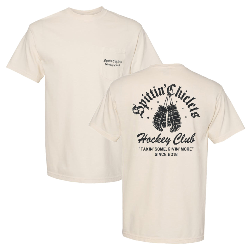 Spittin Chiclets Hockey Club Gloves Pocket Tee-T-Shirts-Spittin Chiclets-Ivory-S-Barstool Sports