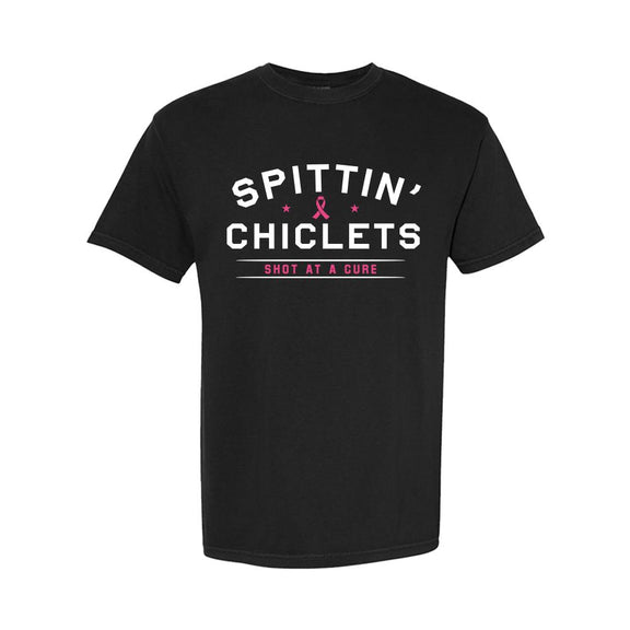Spittin Chiclets Shot At A Cure Collegiate Tee-T-Shirts-Spittin Chiclets-Black-S-Barstool Sports