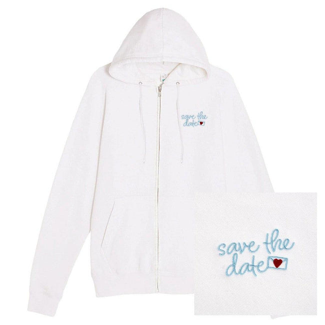 Save The Date Zip Hoodie-Hoodies & Sweatshirts-Chicks in the Office-Barstool Sports