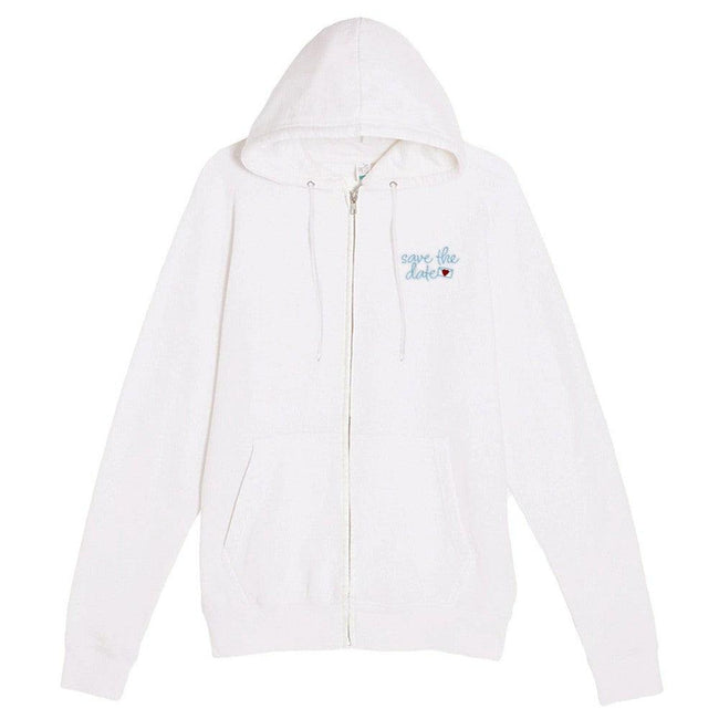 Save The Date Zip Hoodie-Hoodies & Sweatshirts-Chicks in the Office-White-XS-Barstool Sports