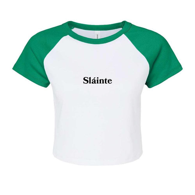 Sláinte Baby Tee-T-Shirts-In The Slot-Green-XS-Barstool Sports