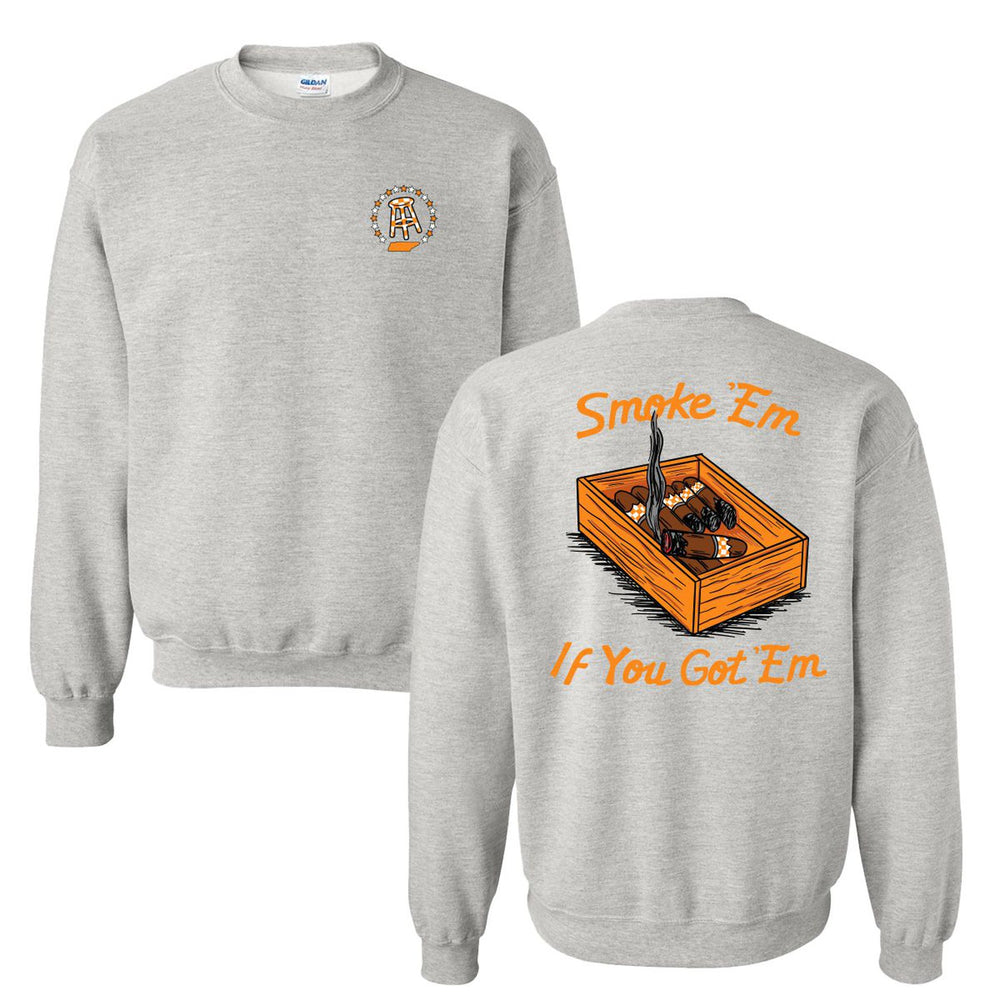 Smoke Em If You Got Em Crewneck-Crewnecks-Barstool U-Grey-S-Barstool Sports