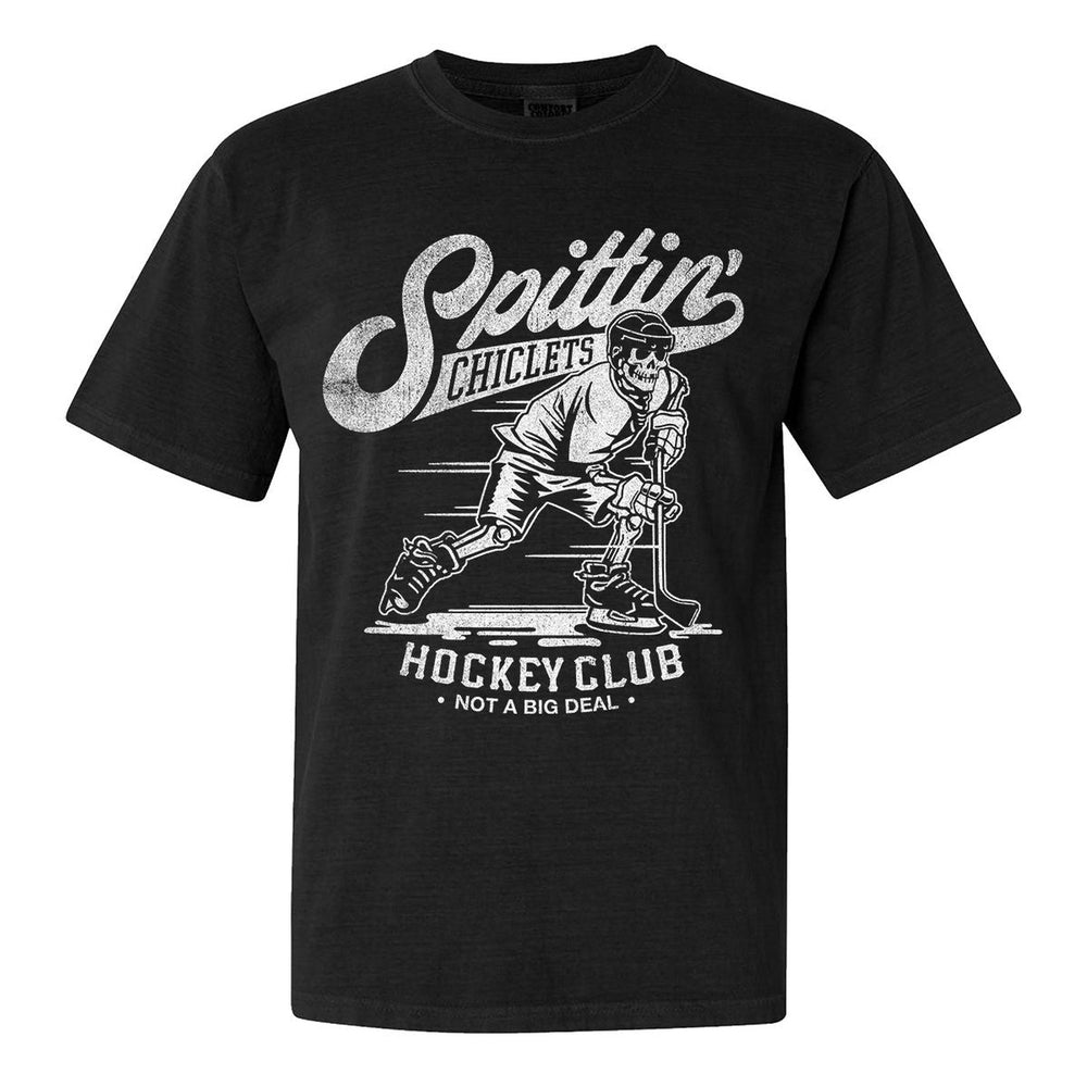 Spittin Chiclets Hockey Club Skel Tee-T-Shirts-Spittin Chiclets-Black-S-Barstool Sports