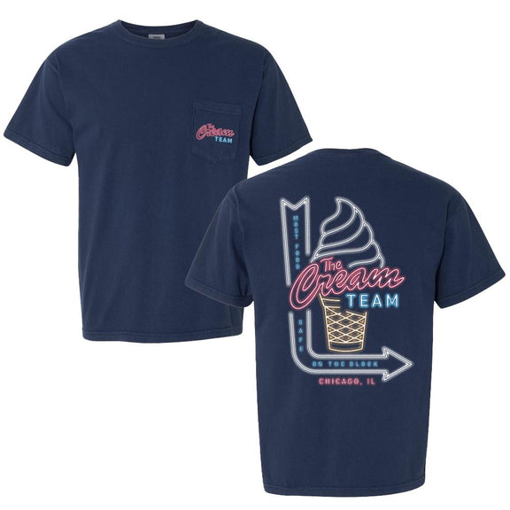 Cream Team Neon Sign Pocket Tee-T-Shirts-The Yak-Barstool Sports