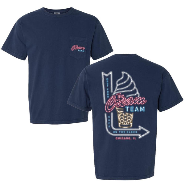 Cream Team Neon Sign Pocket Tee - The Yak Merchandise – Barstool