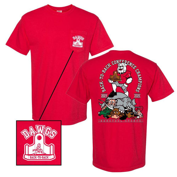 GA Back to Back Conference Champions Pocket Tee-T-Shirts-Barstool U-Barstool Sports