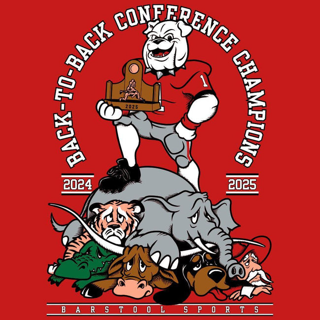 GA Back to Back Conference Champions Pocket Tee-T-Shirts-Barstool U-Barstool Sports