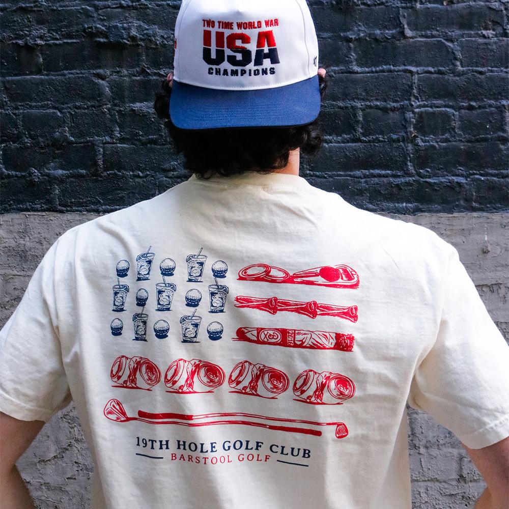 19th Hole Golf Club Flag Pocket Tee-T-Shirts-Fore Play-Barstool Sports