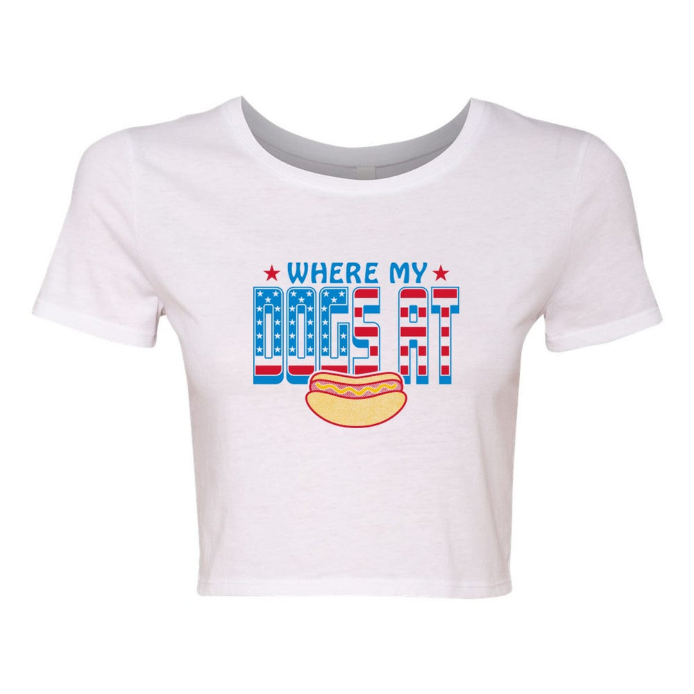 Where My Dogs At USA Cropped Tee-T-Shirts-PlanBri Uncut-Barstool Sports